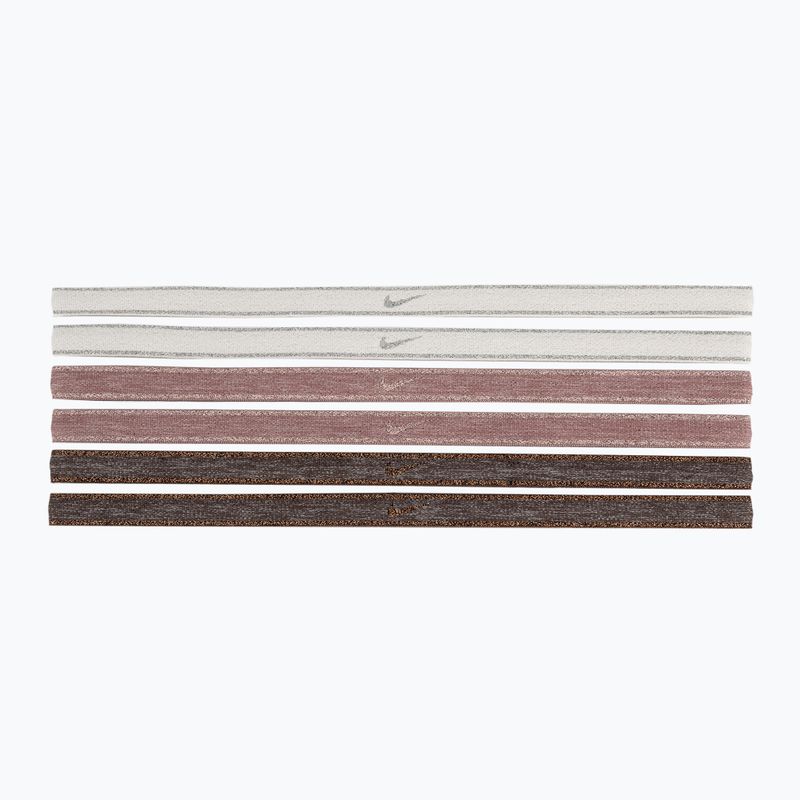 Ленти за глава Nike Swoosh Sport Metallic 6 бр. brown/smokey mauve/metallic silver 2