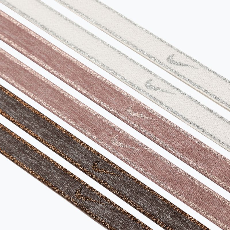 Ленти за глава Nike Swoosh Sport Metallic 6 бр. brown/smokey mauve/metallic silver 3