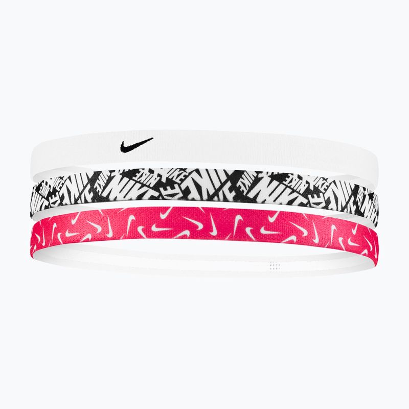 Лента за глава Nike Printed Headbands 3 бр. white/aster pink/black