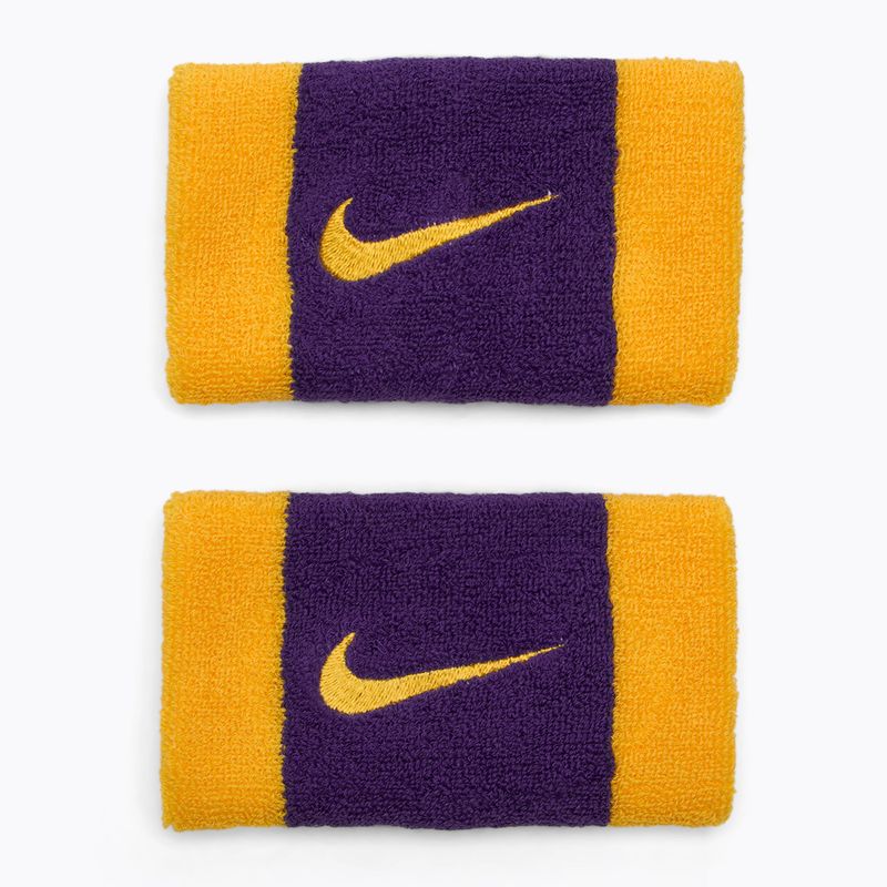 Лента за китка Nike Swoosh Doublewide Wristbands 2 бр. university gold/court purple/university gold