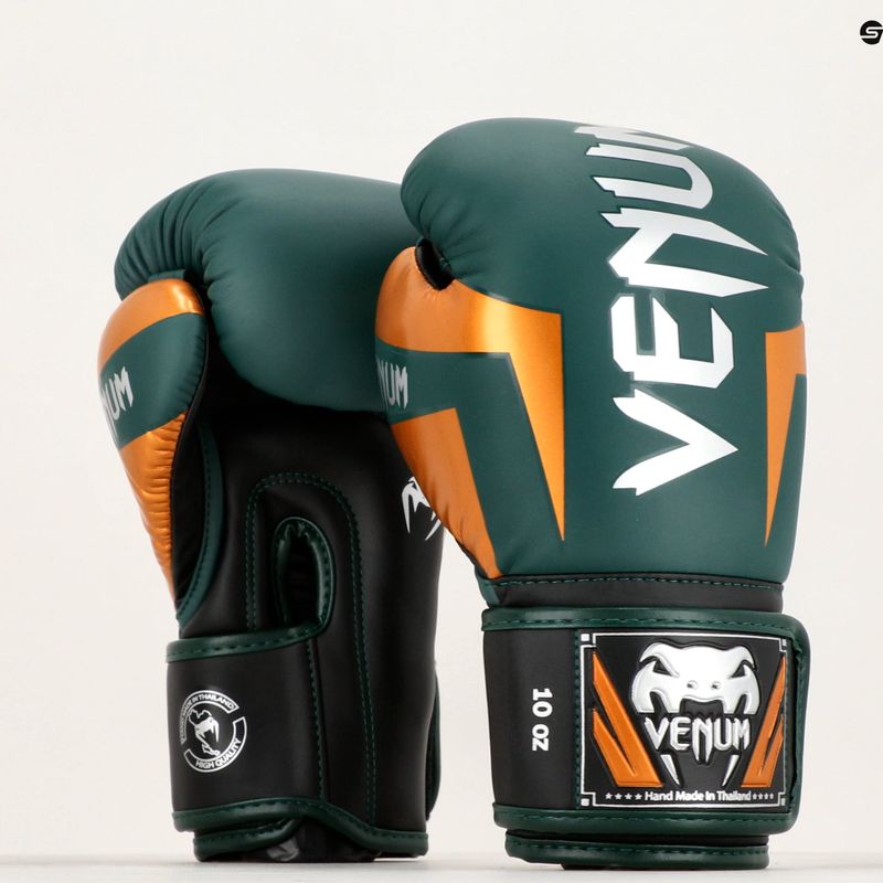 Боксови ръкавици Venum Elite зелени/бронзови/сребърни 6