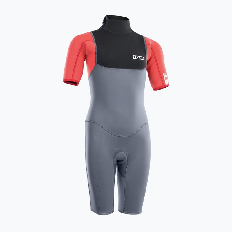 Детски неопренов костюм за сърф ION Capture 2/2 Shorty Back Zip Jr steel blue/red