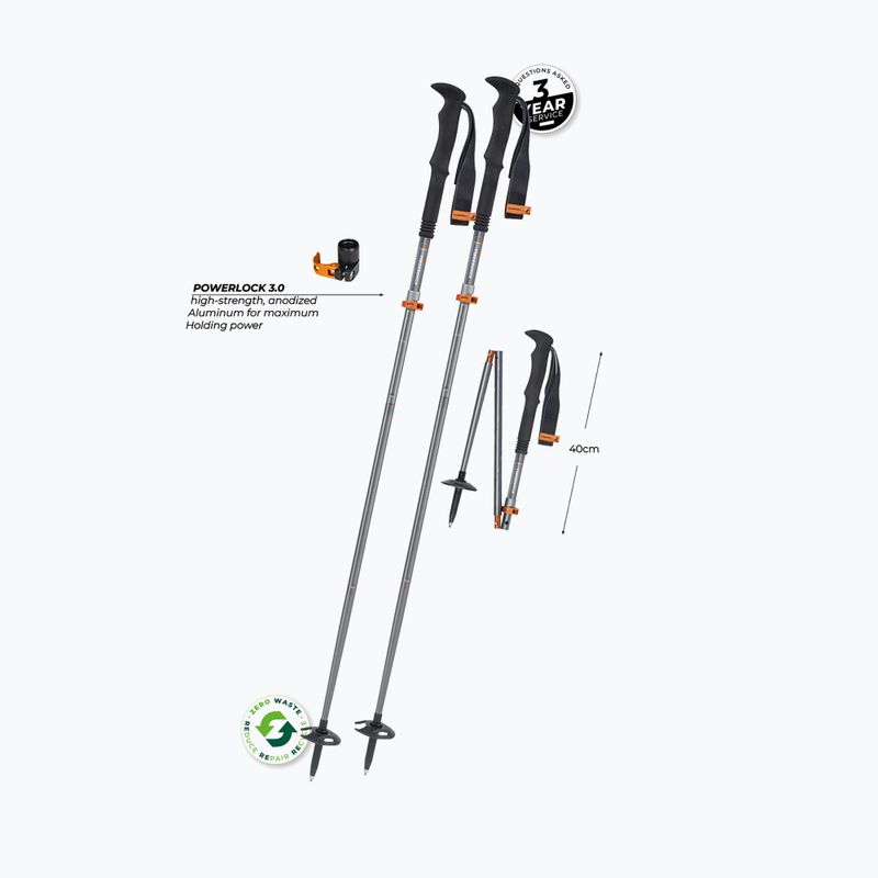 Komperdell FX Lite Ti Vario Compact сребристо-оранжеви походни пръти 2