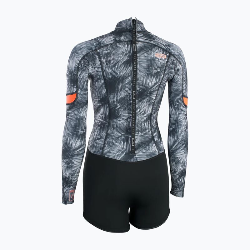 Дамски неопренов костюм за плуване ION Amaze Shorty 2.0 Back Zip black flowers 2