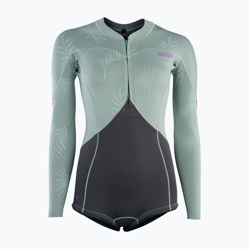 Дамски неопренов костюм за плуване ION Amaze Hot Shorty 1.5 Front Zip light olive