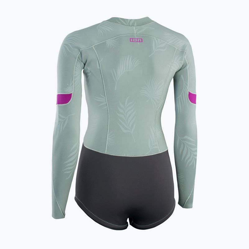 Дамски неопренов костюм за плуване ION Amaze Hot Shorty 1.5 Front Zip light olive 3