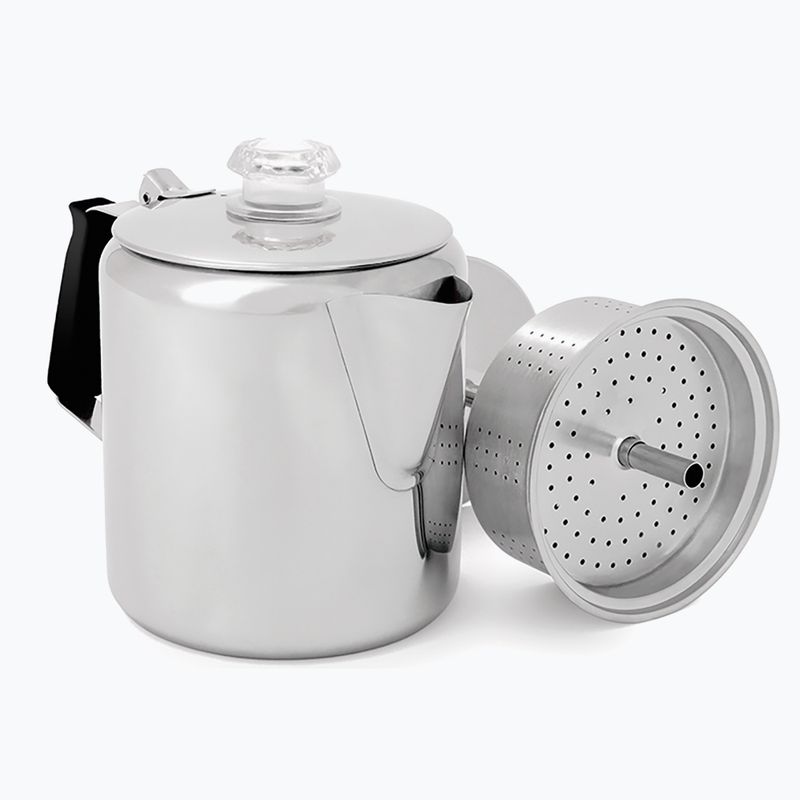 GSI Outdoors Ледник от неръждаема стомана 6 чаша Perc W/Silicone Handle полиран туризъм кафе