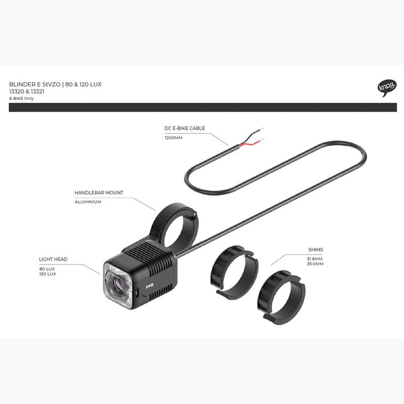 Knog Blinder E 80 Lux StVZO предна светлина за велосипед черен 4