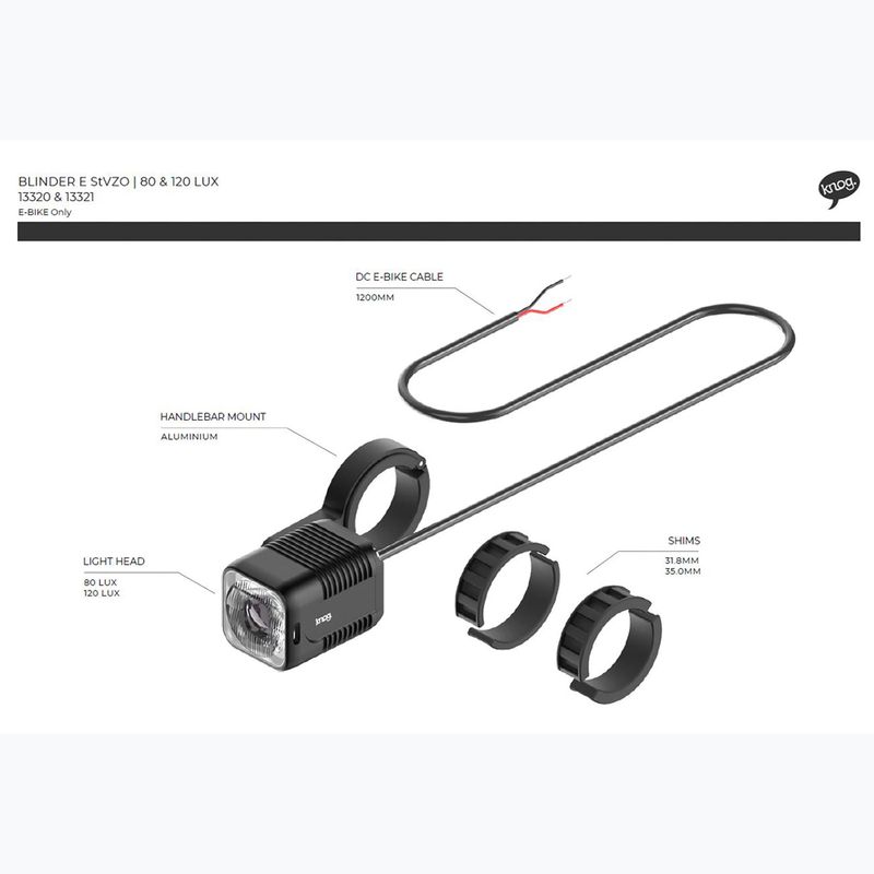 Knog Blinder E 120 Lux StVZO предна светлина за велосипед черна 4