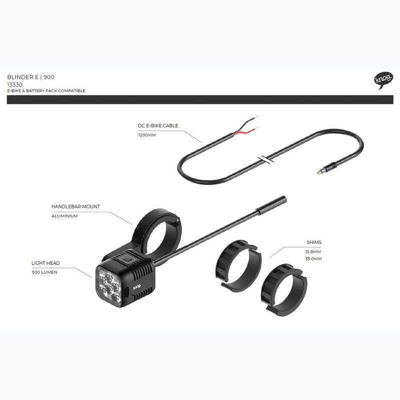 Knog Blinder E 900 предна велосипедна светлина черна 4