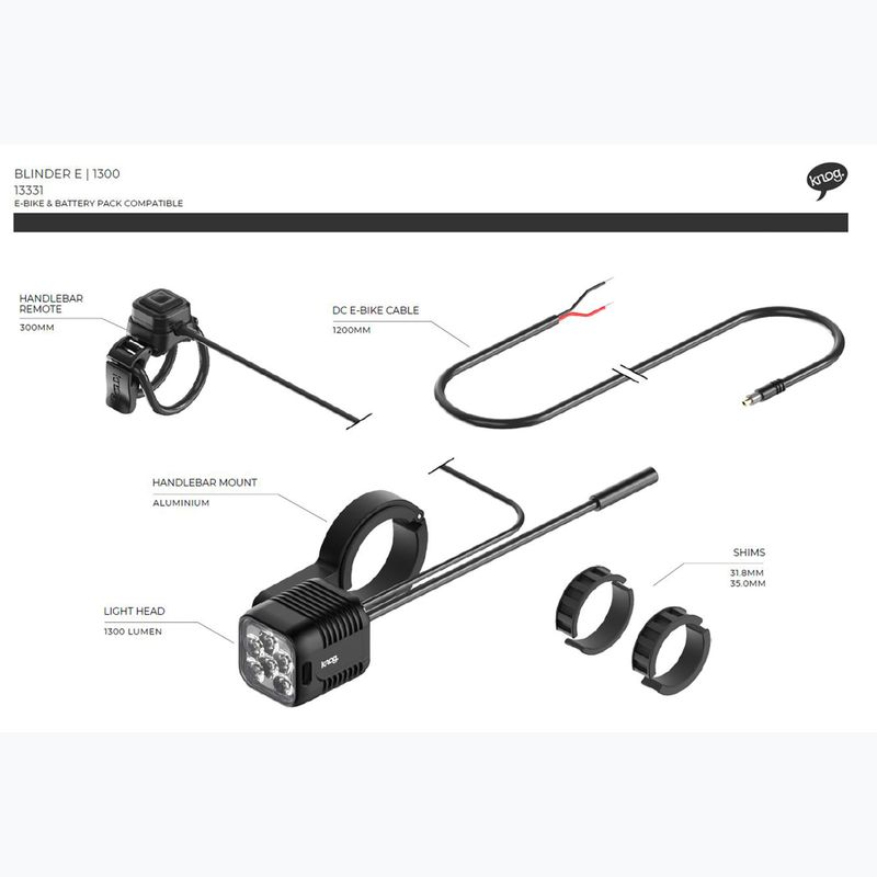 Knog Blinder E 1300 предна велосипедна светлина черна 4