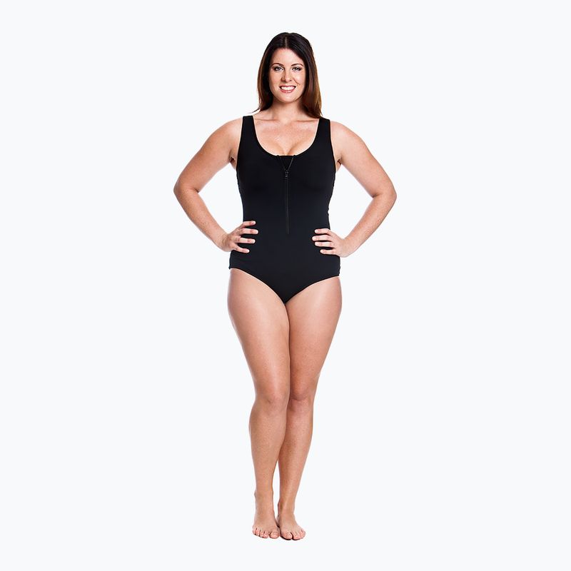 Дамски бански костюм от една част Funkita Zip Front One Piece still black 3