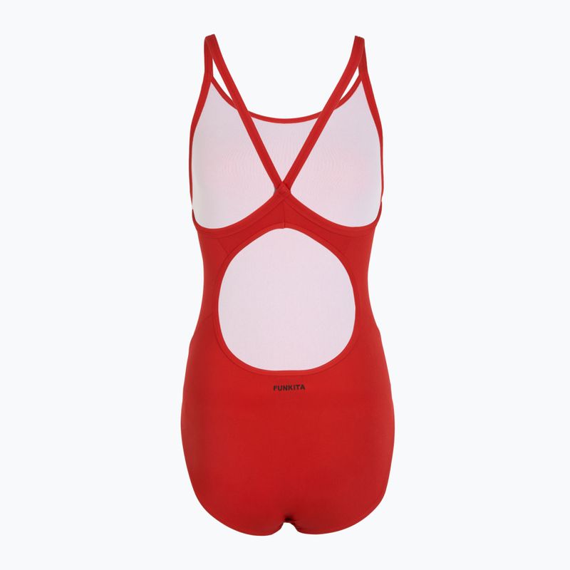 Дамски едноцветен бански Funkita Diamond Back Still Red 2