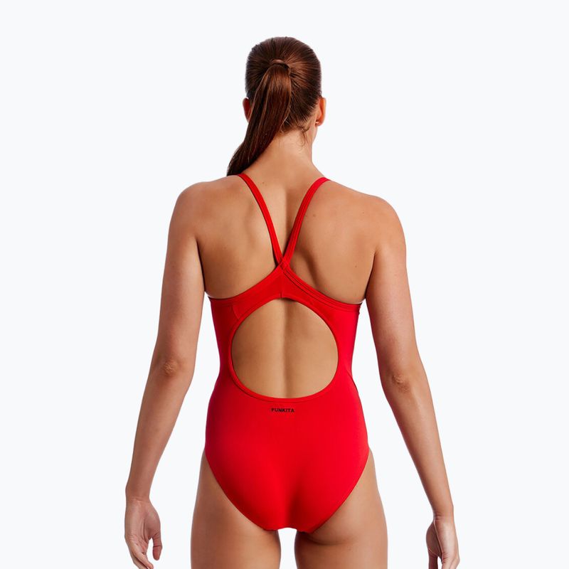 Дамски едноцветен бански Funkita Diamond Back Still Red 2
