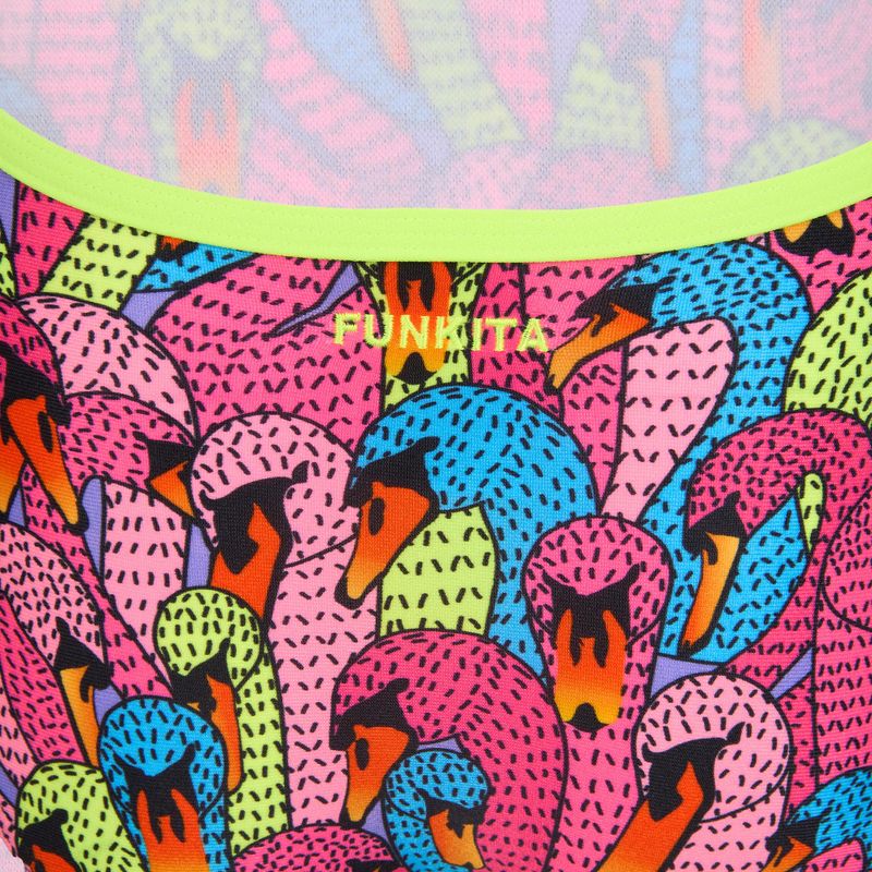 Детски цял бански костюм Funkita Single Strap One Piece swan city 3