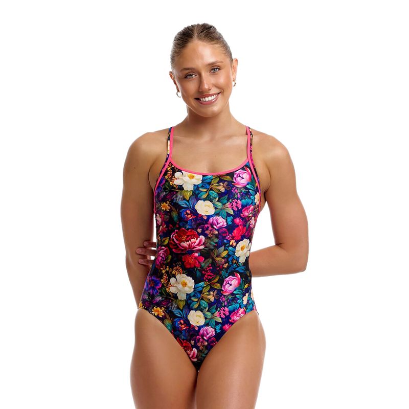 Дамски цял костюм за плуване Funkita Diamond Back One Piece bed of roses 2