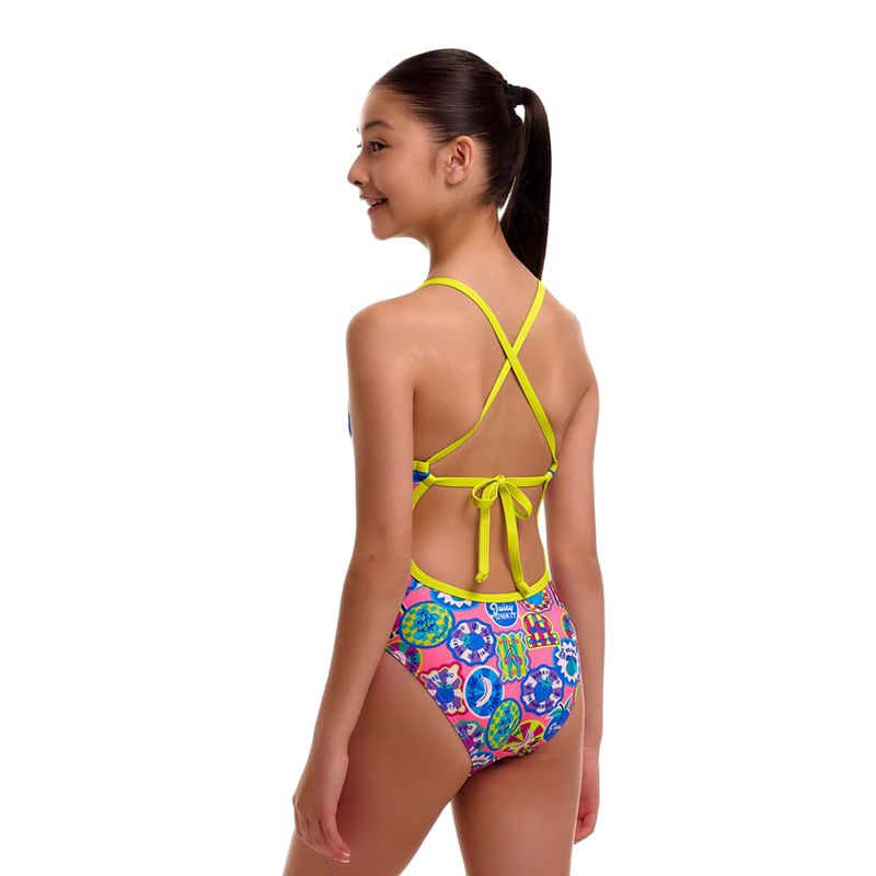 Детски цял бански костюм Funkita Tie Me Tight One Piece zesty besty 3
