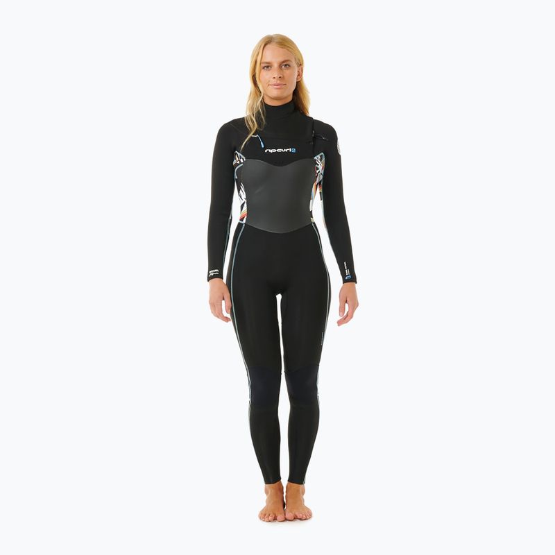 Дамски неопренов костюм за плуване Rip Curl Dawn Patrol 4/3mm Chest Zip Sublimed black/ black/ multi