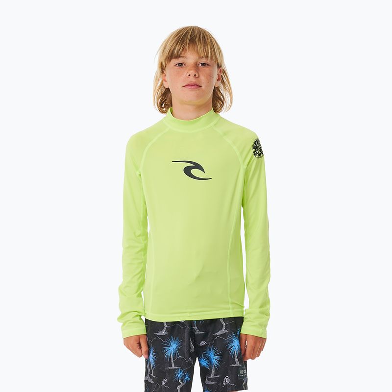 Rip Curl Brand Wave UPF Rash Vest детска плувна жилетка с дълъг ръкав lime