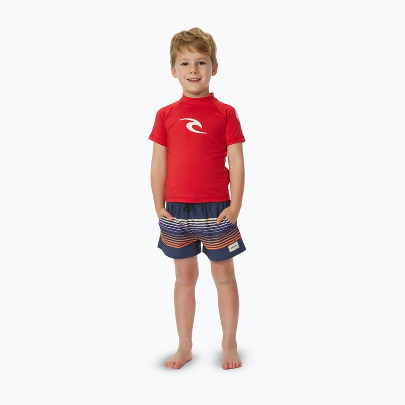 Rip Curl Brand Wave UPF червена детска тениска за плуване 2