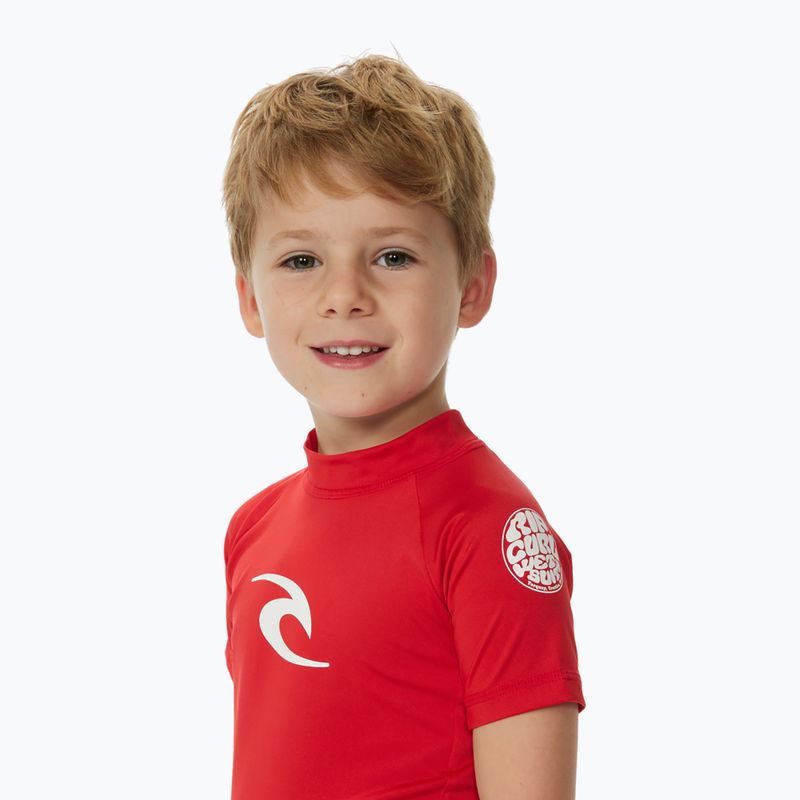 Rip Curl Brand Wave UPF червена детска тениска за плуване 4