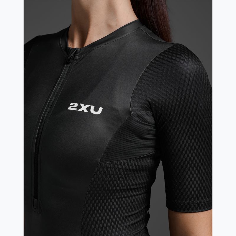 Дамски гащеризон за триатлон 2XU Aero Hex Sleeved black/white 3