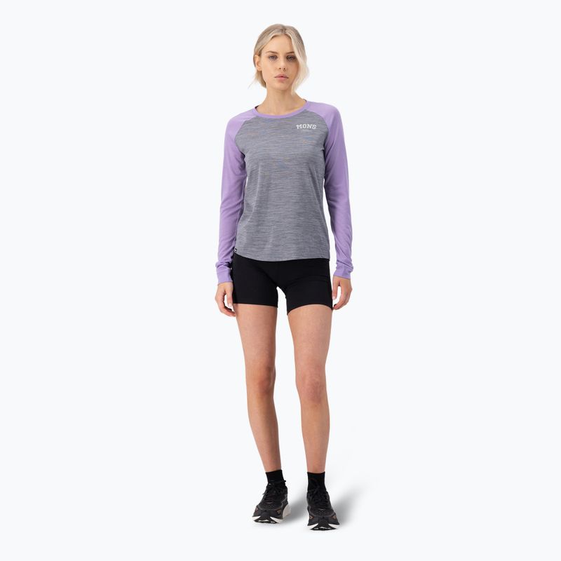 Дамска термоактивна блуза Mons Royale Icon Raglan grey heather/ lupin 2