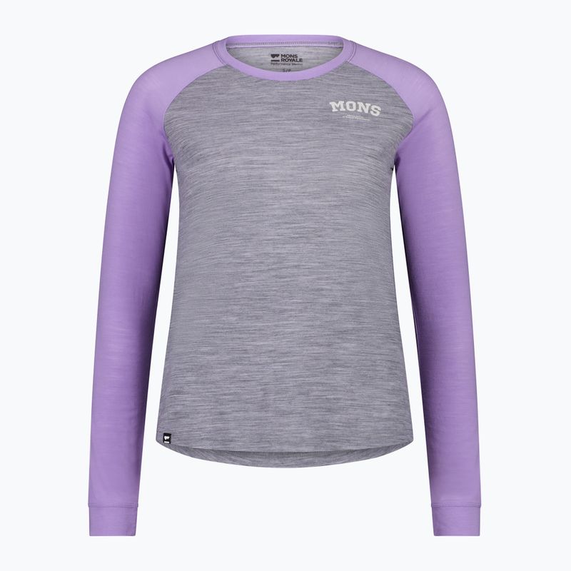 Дамска термоактивна блуза Mons Royale Icon Raglan grey heather/ lupin 4