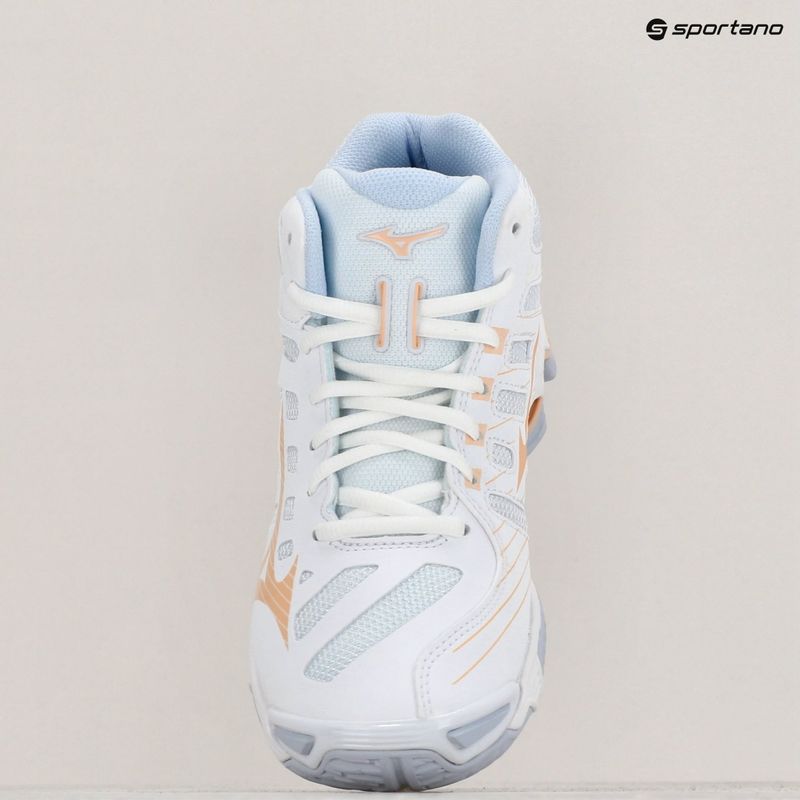 Дамски обувки за волейбол Mizuno Wave Voltage Mid white/peach parfait/halogen blue 9