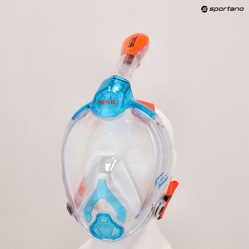 Детска целолицева маска за шнорхелинг SEAC Libera acquamarine/orange 7