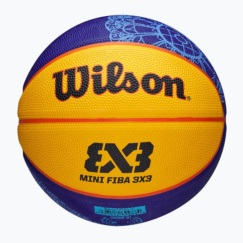 Детски баскетболен кош Wilson Fiba 3X3 Mini Paris 2004 син/жълт размер 3