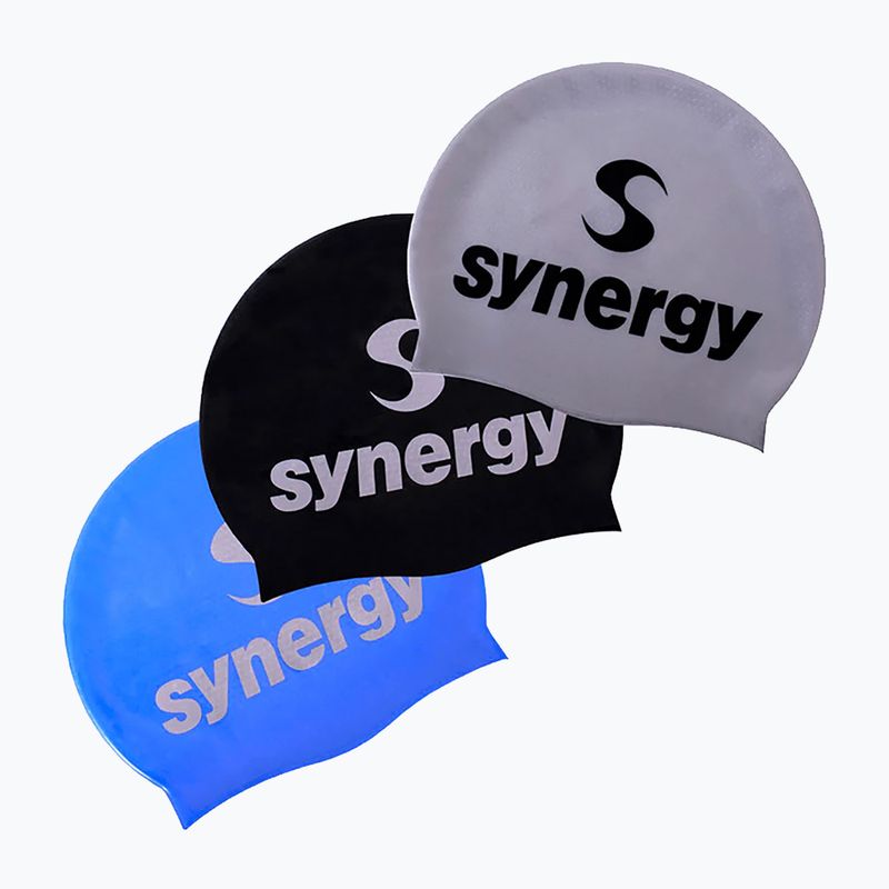 Плувна шапка Synergy Silicone Swim Cap 3-Pack black/blue/silver
