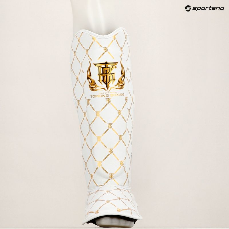 Протектори за подбедрица и стъпала Top King Chain Semi Leather white/gold 8