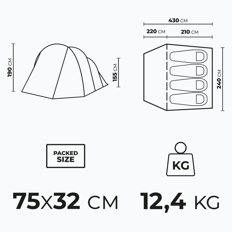 Палатка за къмпинг 4 - местна KADVA AIRcamp 4.4 green 22