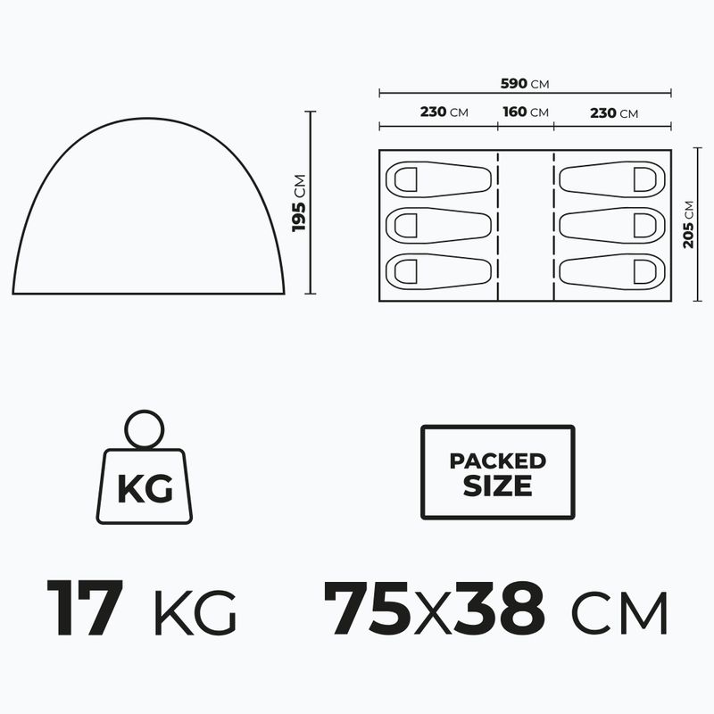 Палатка за къмпинг 6 - местна KADVA AIRcamp 6.33 green 24