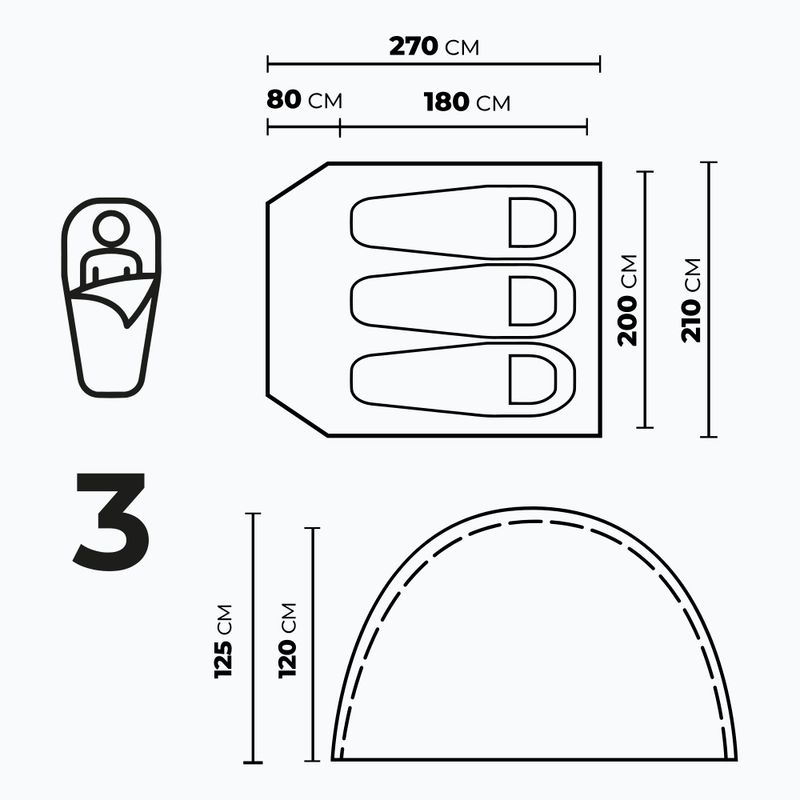 3-местна къмпинг палатка KADVA CAMPdome 3 синя 6