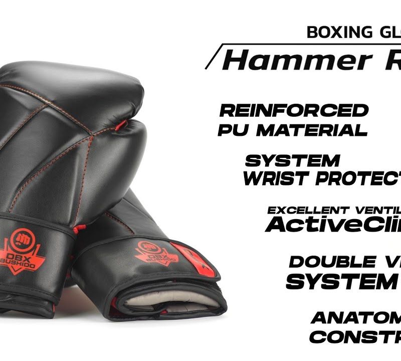 DBX BUSHIDO "Hammer - Red" Муай тай боксови ръкавици черни/червени 20