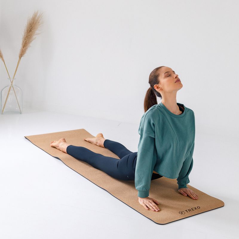 Подложка за йога XTREXO TPE корк 6 мм черна 7