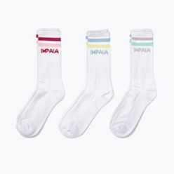 IMPALA Дамски чорапи на райета 3 чифта бели IM787000
