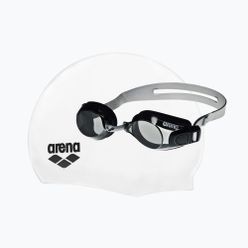 Arena Pool Комплект плувна шапка + очила бяло/сиво 92422/55