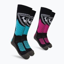 Rossignol L3 Termotech детски ски чорапи 2 чифта черно-синьо-розови RLKYX02