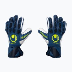 Детски вратарски ръкавици uhlsport Hyperact Supersoft синьо и бяло 101123701