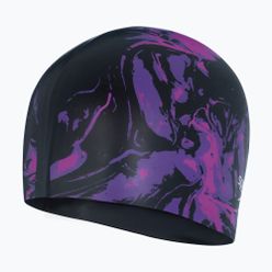 Speedo Шапка за плуване с дълъг косъм с щампа в черно и лилаво 68-11306