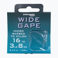 Drennan Wide Gape methode leader micro barbless hook + line 8 pcs clear HNWDGM018