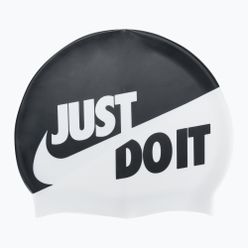 Шапка за плуване Nike Jdi Slogan черно-бяла NESS9164