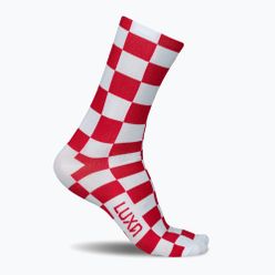 LUXA Squares чорапи за колоездене червено и бяло LUAMSSQRS