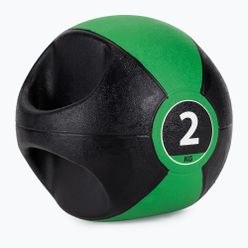 Медицинска топка Pure2Improve с дръжки 2 кг зелена P2I201980