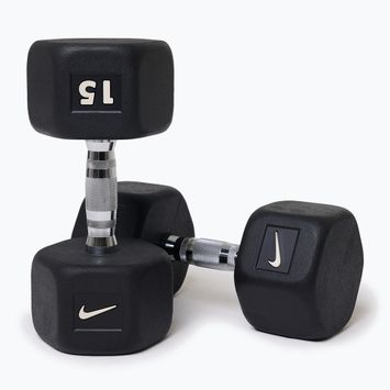 Гумиран дъмбел Nike Strength Hex 15 kg black/white