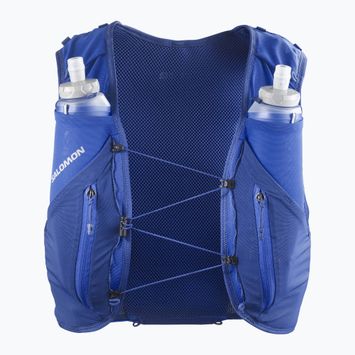Salomon Advance Skin 12 жилетка за бягане морско синьо/лимонено