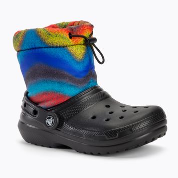 Детски ботуши за сняг Crocs Classic Lined Spray Dye Boot Kids black/multi